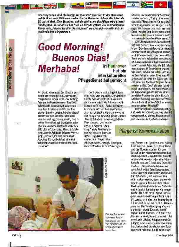Vorschauseite 1: Good Morning! Buenos Dias! Merhaba! In Hannover hat ein interkultureller Pflegedienst aufgemacht