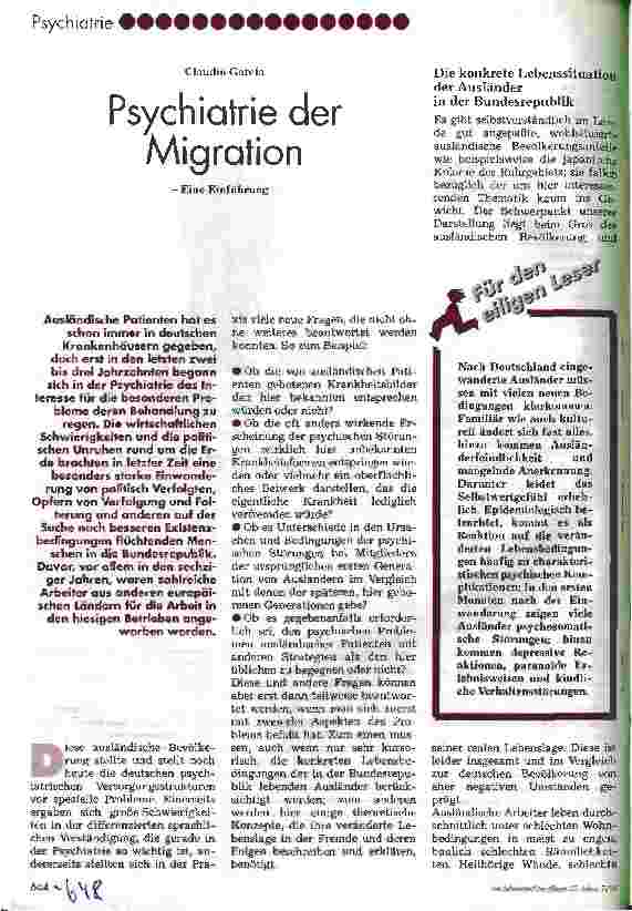 Vorschauseite 1: Psychiatrie der Migration