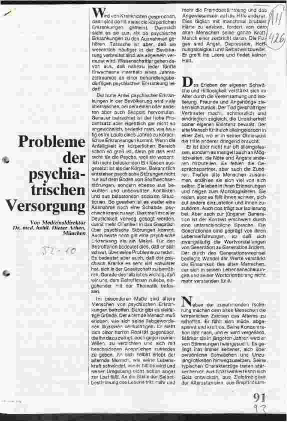 Vorschauseite 1: Probleme der psychiatrischen Versorgung