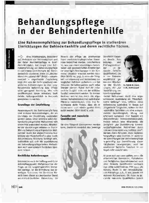 Vorschauseite 1: Behandlungspflege in der Behindertenhilfe