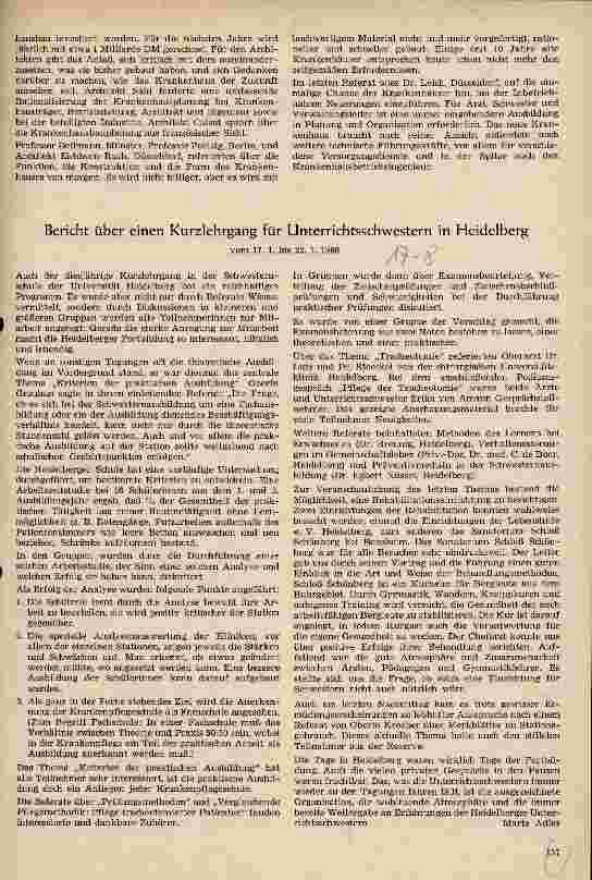 Vorschauseite 1: Bericht über einen Kurzlehrgang für Unterrichtsschwestern in Heidelberg (17.-22. 01.1966)