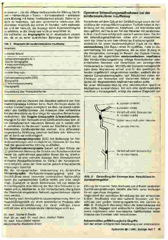 Vorschauseite 3: Die zerebrovaskuläre Insuffizienz aus neurochirurgischer Sicht Klinik, Diagnostik und konservative Therapie