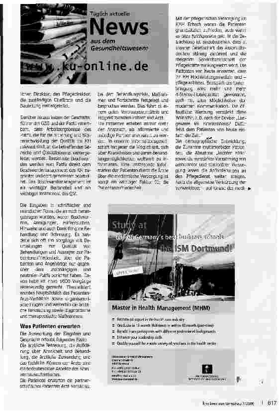 Vorschauseite 2: Gelebtes QualitätsmanagementErfahrungen eines Patientenfürsprechers an einem Kreiskrankenhaus