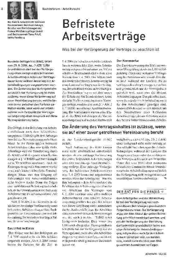 Vorschauseite 1: Befristete Arbeitsverträge