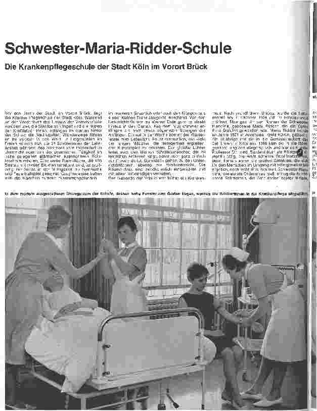 Vorschauseite 1: Schwester-Maria-Ridder-Schule Krankenpflegeschule der Stadt Köln im Vorort Brück