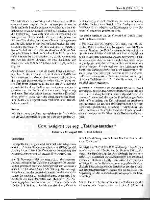 Vorschauseite 1: Unzulässigkeit des sog. Totalaustausches