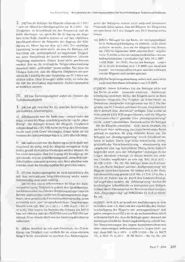 Vorschauseite 4: Bestimmtheit des Änderungsangebots bei betriebsbedingter Änderungskündigung