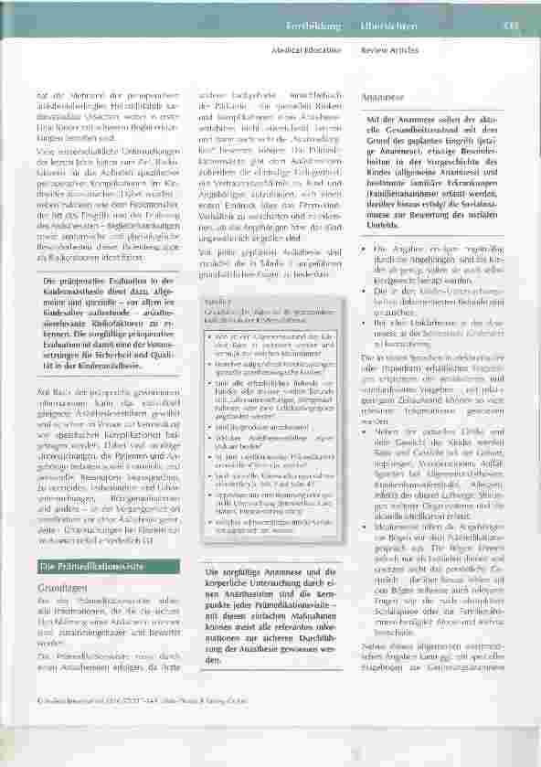Vorschauseite 2: Präoperative Evaluation in der Kinderanästhesie