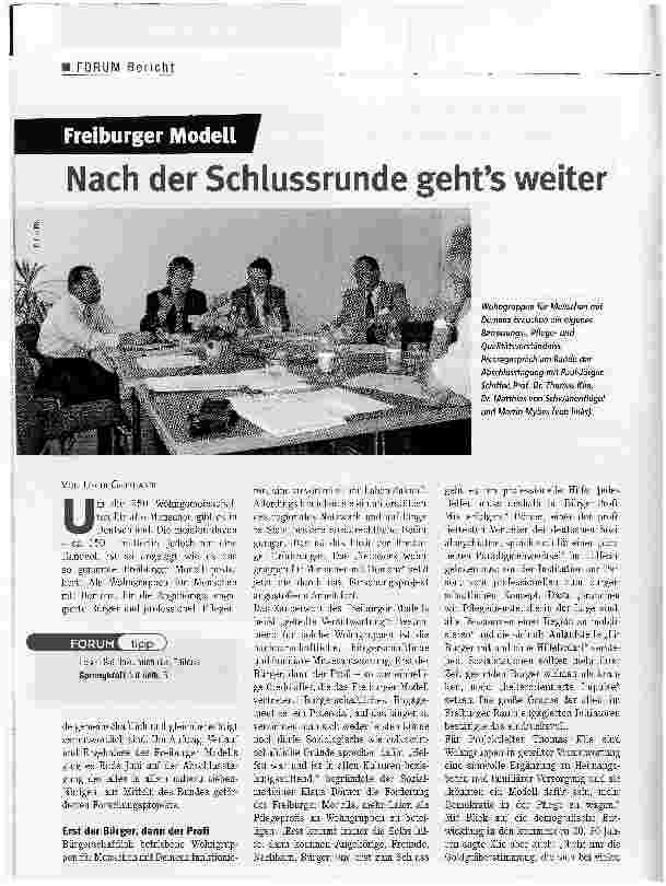 Vorschauseite 1: Freiburger ModellNach der Schlussrunde gehts weiter