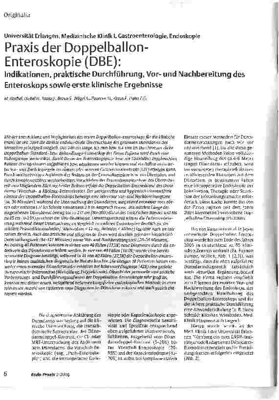 Vorschauseite 1: Praxis der Doppelballon-Enteroskopie (DBE): Indikationen, praktische Durchführung, Vorund Nachbereitung des Enteroskops sowie erste klinische Ergebnisse
