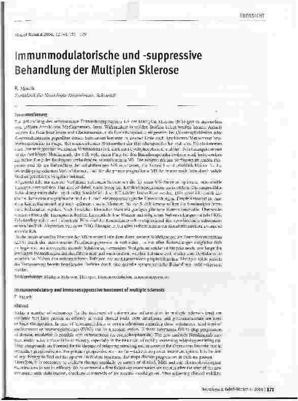 Vorschauseite 1: Immunmodulatorische und -suppressive Behandlung der Multiplen Sklerose