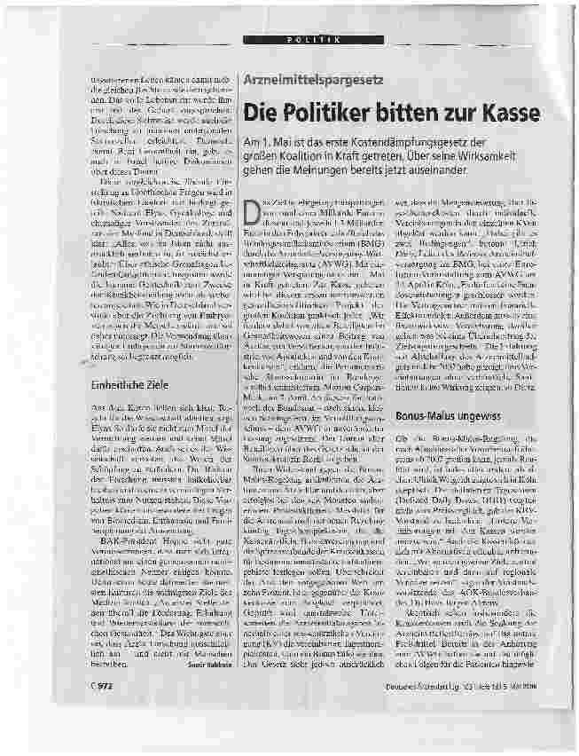 Vorschauseite 1: Die Politiker bitten zur Kasse