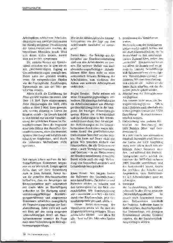 Vorschauseite 3: Antworten der Oppositionsparteien zu aktuellen Fragestellungen