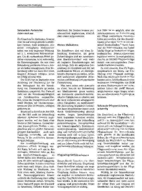 Vorschauseite 3: Demenz: Nutzen und Grenzen medikamentöser Therapien