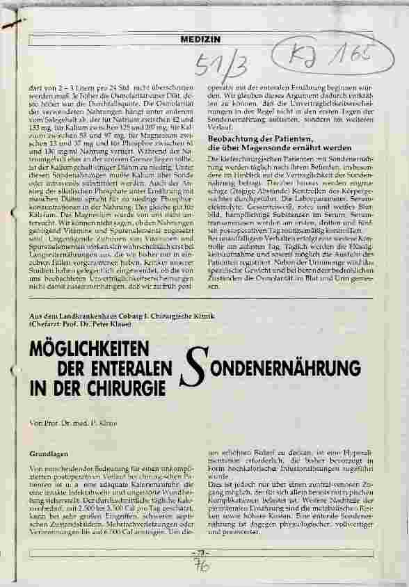 Vorschauseite 1: Möglichkeiten der enteralen Sondenernährung in der Chirurgie