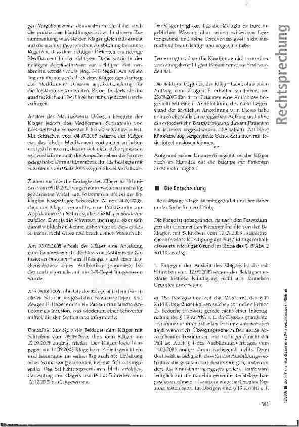 Vorschauseite 2: Zur fristlosen Kündigung eines Berufsausbildungsverhältnisses