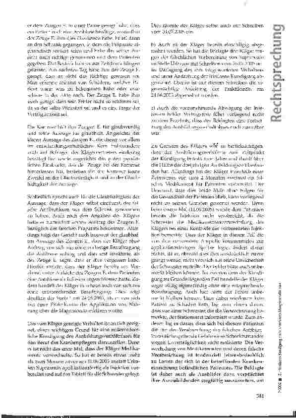 Vorschauseite 4: Zur fristlosen Kündigung eines Berufsausbildungsverhältnisses