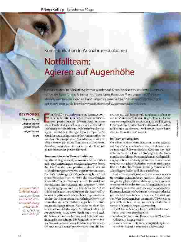 Vorschauseite 1: Notfallteam: Agieren auf Augenhöhe