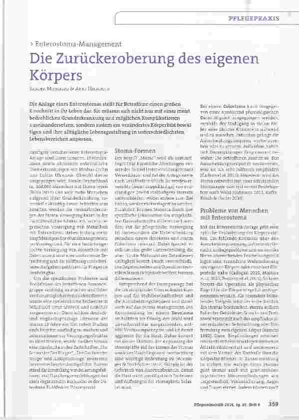 Vorschauseite 1: Enterostoma-Management Die Zurückeroberung des eigenen Körpers