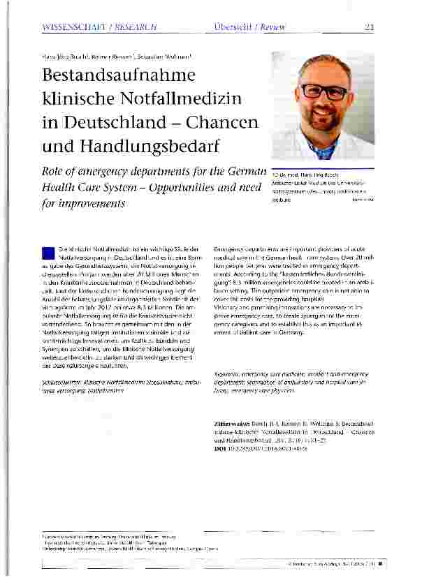 Vorschauseite 1: Bestandsaufnahme klinische Notfallmedizin in Deutschland - Chancen und Handlungsbedarf