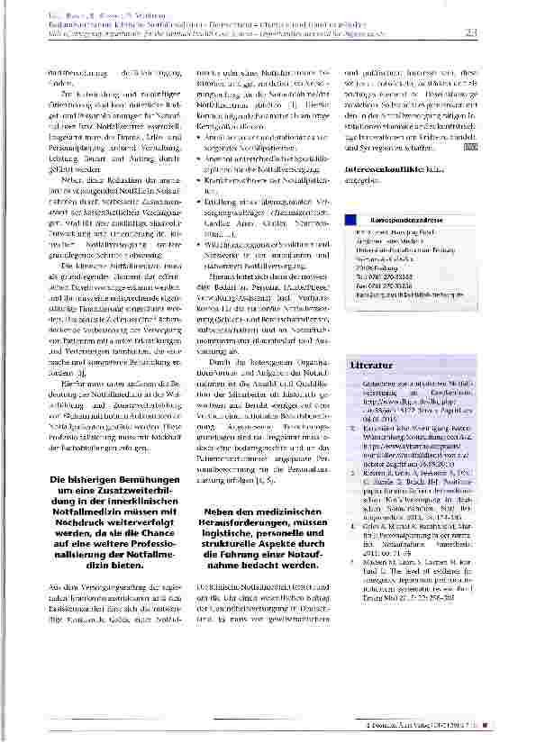 Vorschauseite 3: Bestandsaufnahme klinische Notfallmedizin in Deutschland - Chancen und Handlungsbedarf