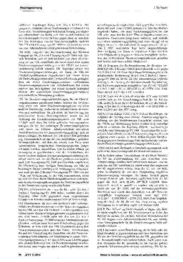 Vorschauseite 4: Betriebliche Altersversorgung - Verschaffung einer Zusatzversorgung - Schadensersatz wegen der Verletzung von Aufklärungspflichten in Zusammenhang mit der unterbliebenen Anmeldung…