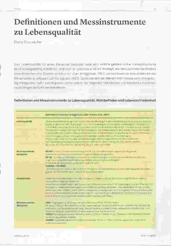 Vorschauseite 1: Definitionen und Messinstrumente zu Lebensqualität