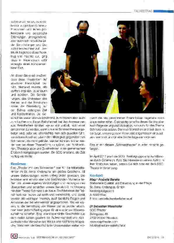Vorschauseite 2: Das Theater mit den Schmerzen. Ein Erlebnis der besonderen Art