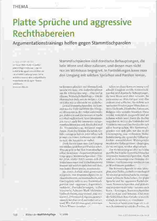Vorschauseite 1: Platte Sprüche und aggressive Rechthabereien