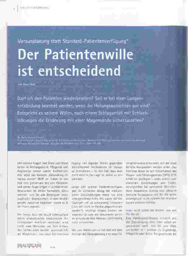 Vorschauseite 1: Der Patientenwille ist entscheidend