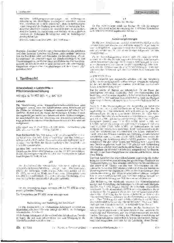 Vorschauseite 1: I. Tarifrecht