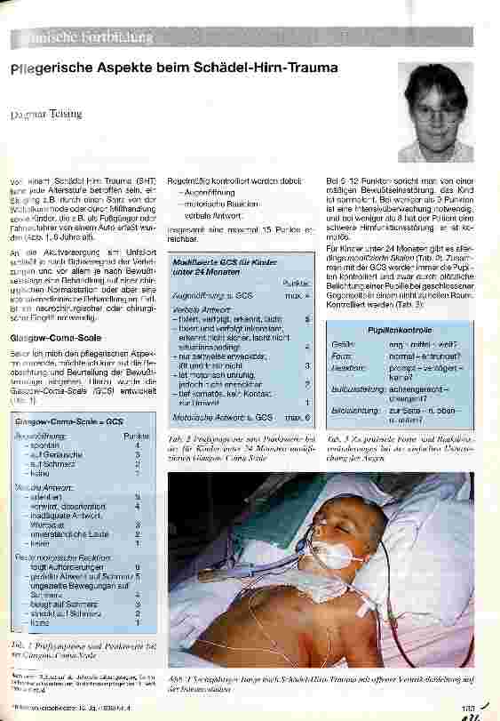 Vorschauseite 1: Pflegerische Aspekte beim Schädel-Hirn-Trauma