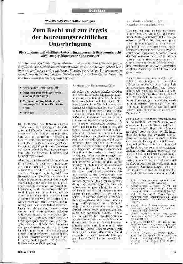 Vorschauseite 1: Zum Recht und zur Praxis der betreuungsrechtlichenUnterbringung