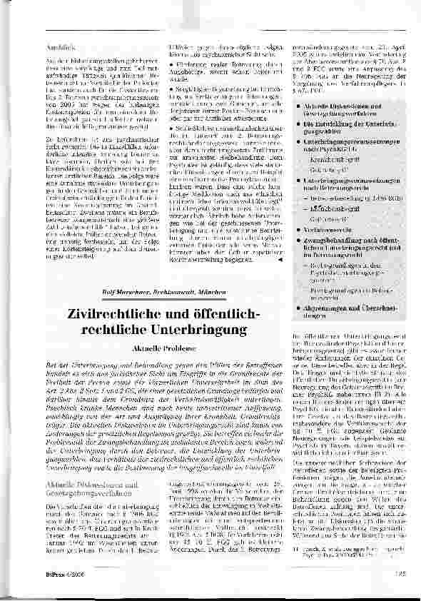 Vorschauseite 3: Zum Recht und zur Praxis der betreuungsrechtlichenUnterbringung