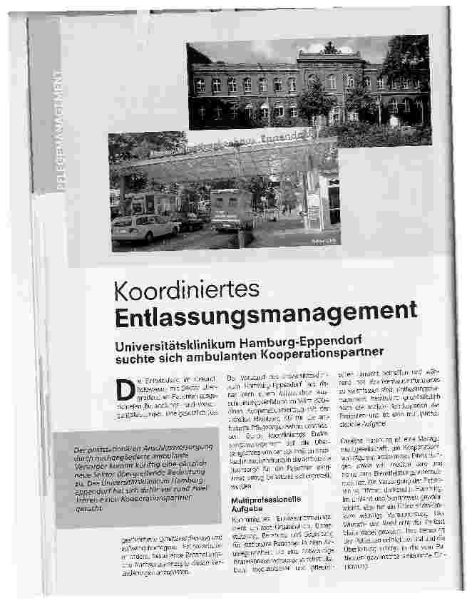 Vorschauseite 1: Koordiniertes EntlassungsmanagementUniversitätsklinikum Hamburg-Eppendorf suchte sich ambulanten Kooperationspartner