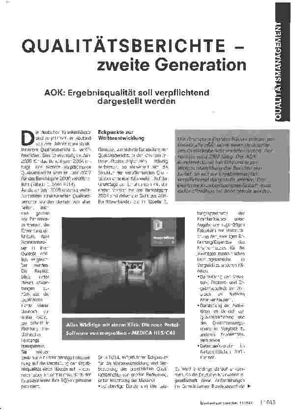 Vorschauseite 1: QUALITÄTSBERICHTE - zweite Generation