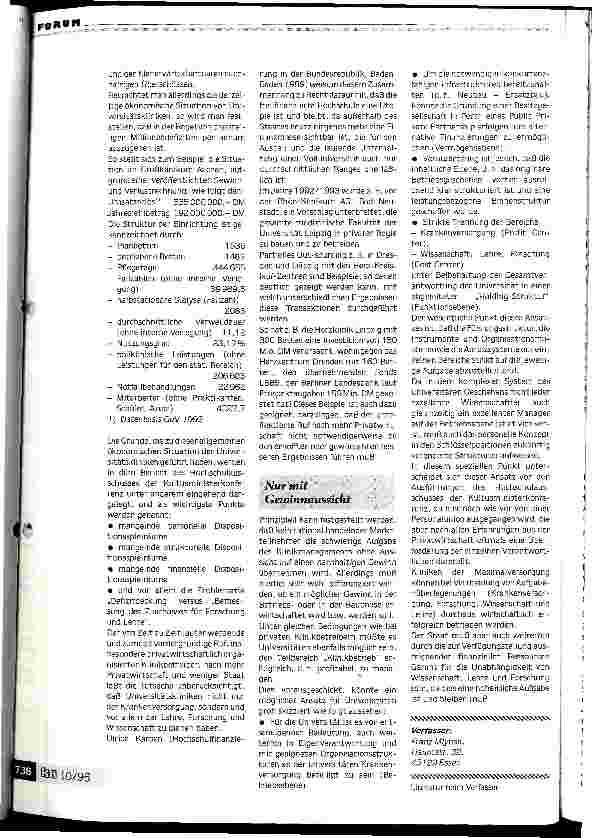 Vorschauseite 4: Privatkapital für Universitätskliniken - Ultima ratio oder Irrweg? Voraussetzung ist eine leistungsfähige Binnenstruktur