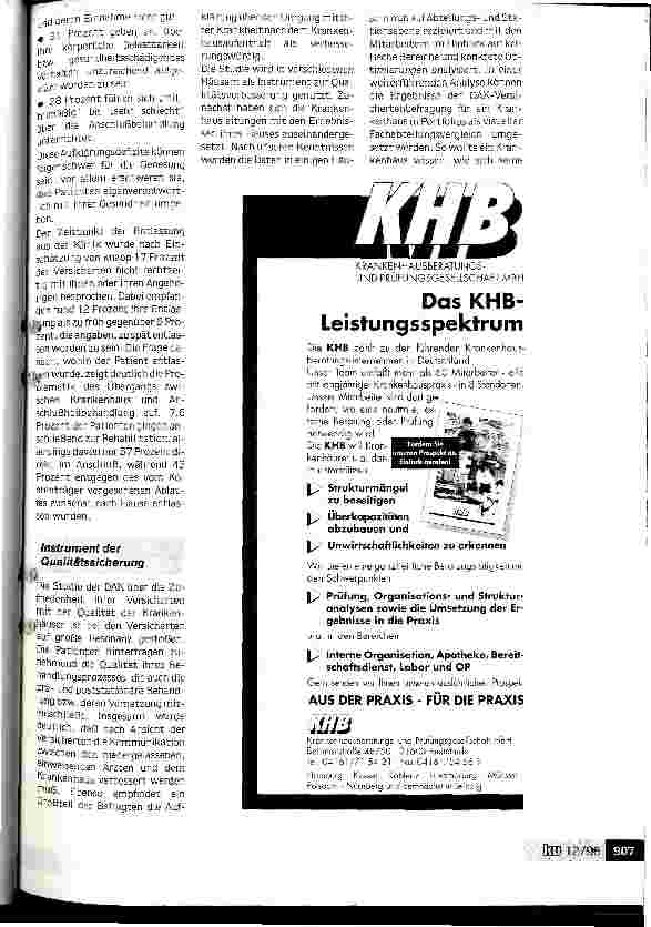 Vorschauseite 3: Patienten sehen Kliniken positiv, aber: Probleme an den Schnittstellen nach außen