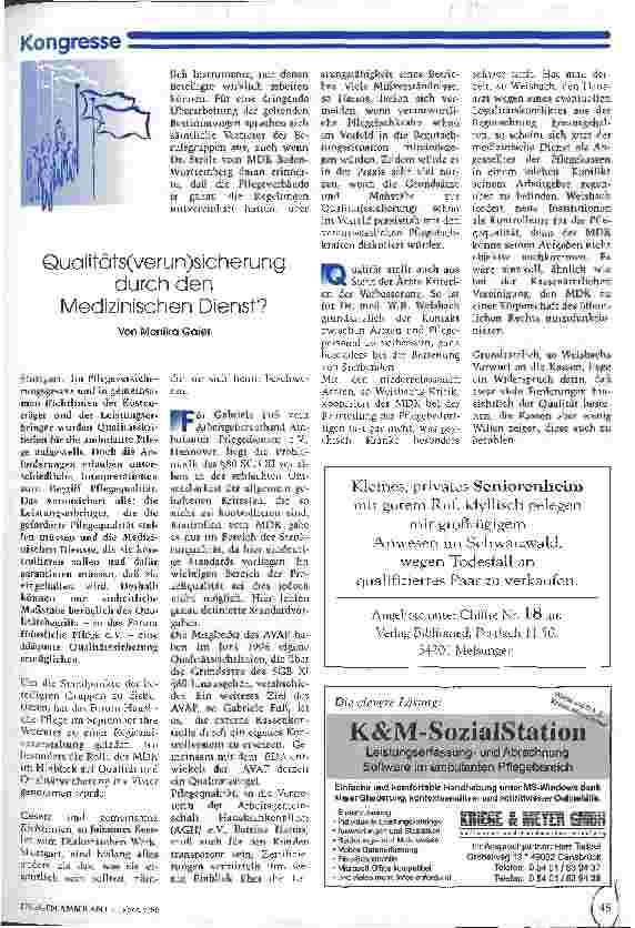 Vorschauseite 1: Qualitäts(verun)sicherung durch den Medizinischen Dienst?