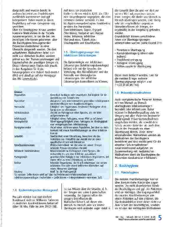 Vorschauseite 2: Infektionsprävention im Rahmen der Pflege und Behandlung von Patienten mit übertragbaren Krankheiten