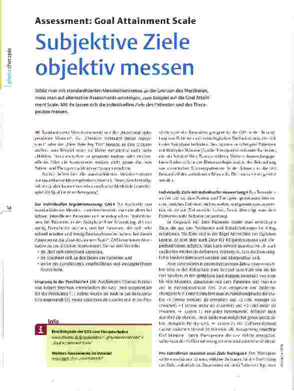 Vorschauseite 1: Assessment: Goal Attainment ScaleSubjektive Ziele objektiv messen