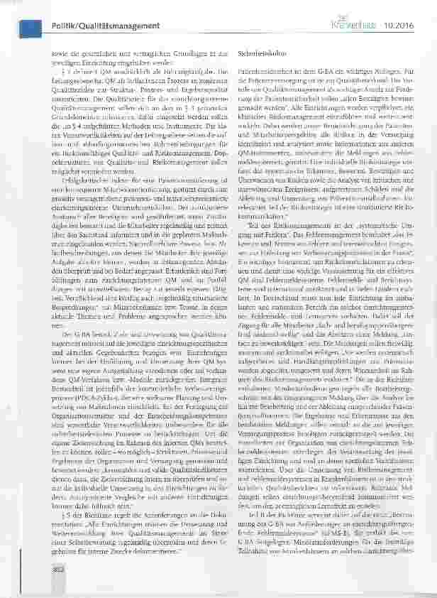 Vorschauseite 3: QM-RL: Qualitätsmanagement jetzt sektorenübergreifend geregelt