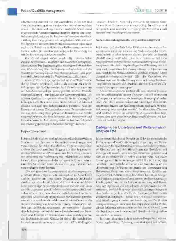 Vorschauseite 5: QM-RL: Qualitätsmanagement jetzt sektorenübergreifend geregelt