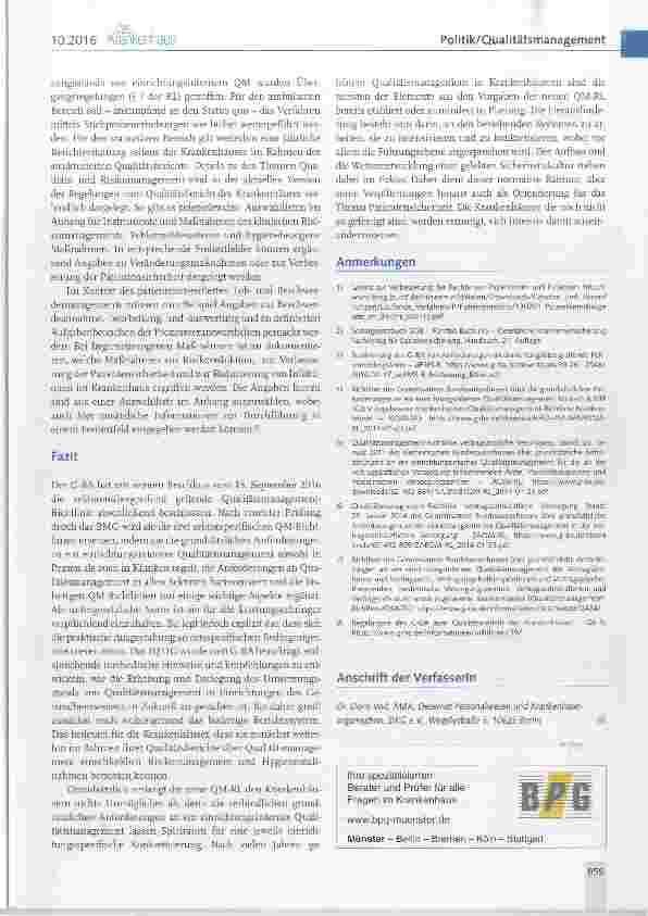 Vorschauseite 6: QM-RL: Qualitätsmanagement jetzt sektorenübergreifend geregelt