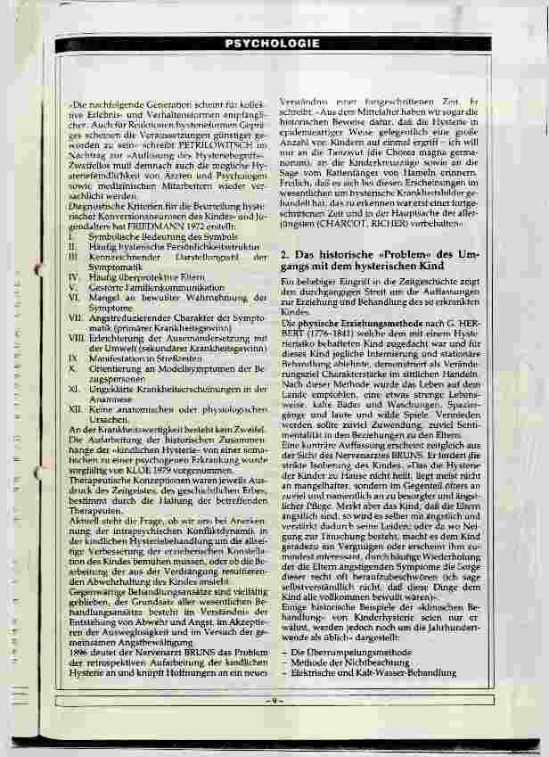 Vorschauseite 2: Hysterie im Kindesund Jugendalter -Gibt es therapeutische Regeln für die stationäre Behandlung