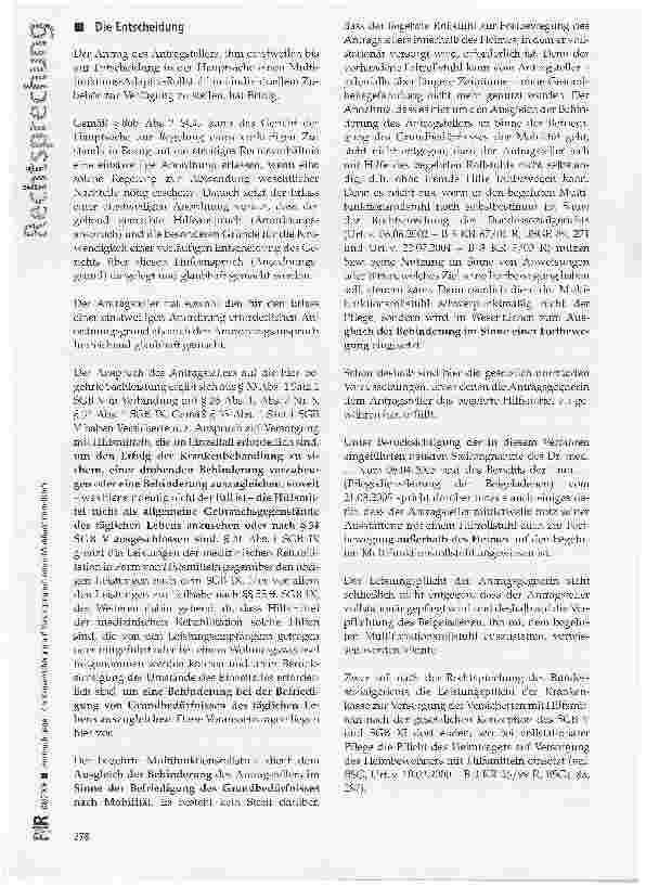 Vorschauseite 2: Anspruch gegen Krankenversicherung auf Versorgung mit einem Multifunktionsrollstuhl