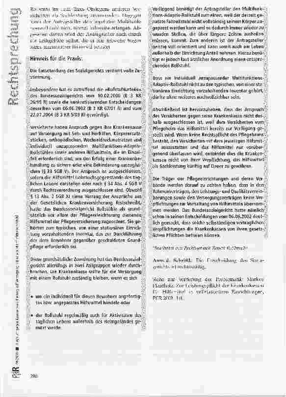 Vorschauseite 4: Anspruch gegen Krankenversicherung auf Versorgung mit einem Multifunktionsrollstuhl