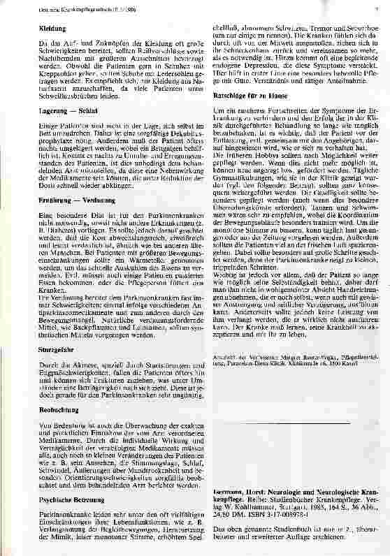Vorschauseite 2: Das Parkinson-Syndrom Pflegerische Betreuung des Parkinson-Patienten
