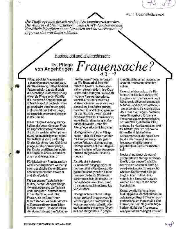 Vorschauseite 1: Hochgelobt und alleingelassen: Ist die Pflege von Angehörigen Frauensache?