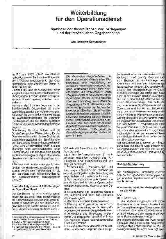 Vorschauseite 1: Weiterbildung für den Operationsdienst